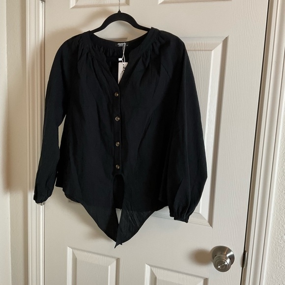 Zeagoo Women Blouse V Neck Tie Knot Front Long Sleeve size medium - Picture 6 of 6